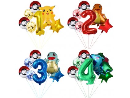 7ks narozeninové party balonky Pokémon Bulbasaur, zelená