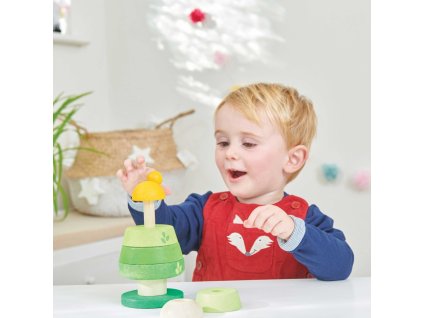 PL001 Tree Top Stacker Green Wooden Toddler Toy Boy