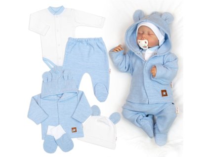 Pletená sada oblečení pro miminko, Star 5D - modrá (Velikost 56 (1-2m))