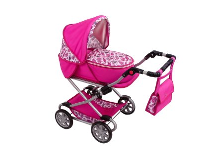 Dětský kočárek pro panenky 2v1 New Baby Monika růžový (Barva Růžová)