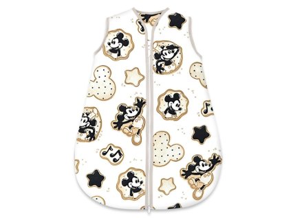 spaci vak bavlna celorocni na zip 74 cm myska retro bila s potiskem