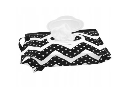 pouzdro obal na vlhcene ubrousky zig zag cerna bila