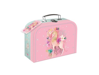 Kufřík/Kufr školní papírový Magical World s jednorožcem 25x18x9cm ve fólii