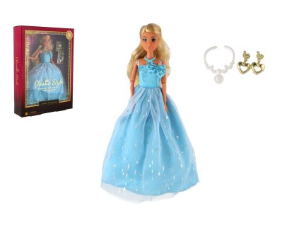 Panenka Anlily kloubová ve večerních šatech v krabici 24x33x7cm, plast 30cm