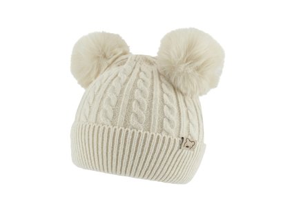 pletena zimni cepice bambulka bezova vel 48 54 cm