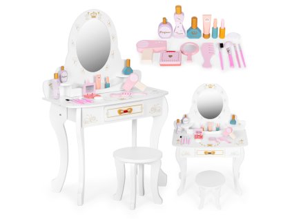 detska toaletka se zrcadlem zidlickou a doplnky krasny set pro male vizazistky bila
