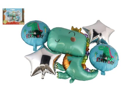 Sada balonek/balonky (5 ks) nafukovací dinosaurus v sáčku 21x16 cm