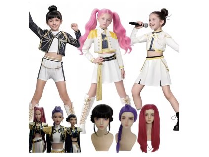 Dívčí 3-dílný cosplay kostým KPop Demon Hunters (Huntrix) - Rumi, Zoey a Mira
