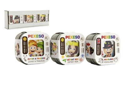 Pexeso 3 ks společenská hra v krabičce 8x21x4 cm