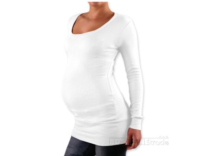 Be MaaMaa Triko, tunika nejen pro těhotné Nelly - bílá (Velikost oblečení L/XL)