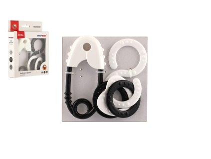 Chrastítko 2 ks černobíla plast 13cm 2 barvy v krabičce 12,5x16cm 0m+