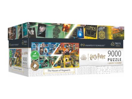 Puzzle Harry Potter Domy v Bradavicích 9000 dílků + plakát v krabici 45x24x21cm