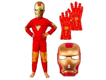 detsky kostym iron man s maskou a rukavicemi 122 134 l