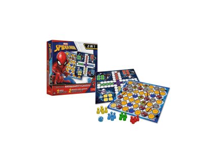 Soubor her 2v1 Člověče, nezlob se, Hadi a žebříky Spider-Man v krabici 25x25x5,5cm