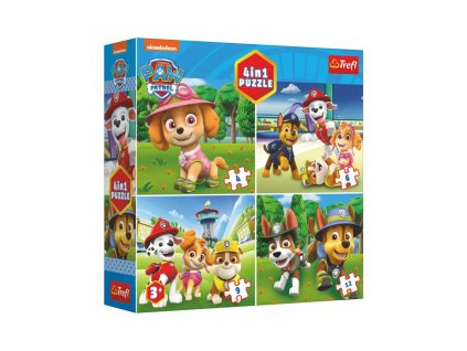 Puzzle 4v1 Tlapková patrola/Paw Patrol 18,5x16cm v krabici 20x20x5cm