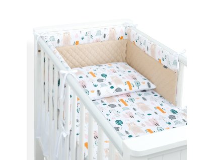 mantinel s povlecenim do postylky 3d sada animal 135x100 cm bezovy velvet