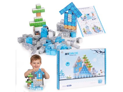 magneticka konstrukcni stavebnice pro deti zima 124 dilku