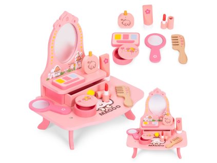 detska drevena toaletka se zrcadlem a zasuvkou 7 doplnku