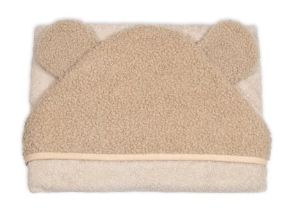 kojenecka osuska s kapuci a ousky boucle 80x80cm frote bezova hneda