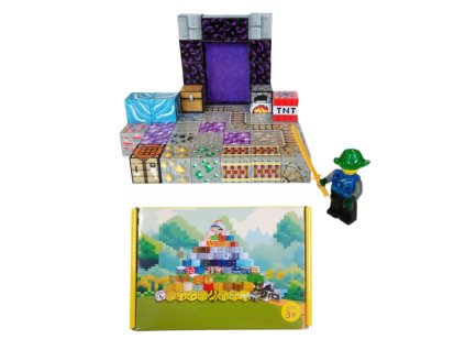 magneticka stavebnice minecraft portal a tnt s postavickou 51ks