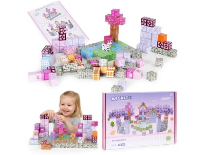 magneticke stavebni kostky pro deti krychle 140 dilku ruzove