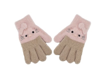 detske zimni prstove rukavicky kitty 12cm ruzova bezova