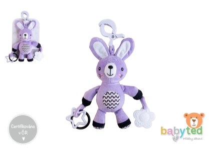Zajíček/Zajíc babyted chrastítko plyš 30cm závěs na postýlku/kočárek na kartě v sáčku 0m+