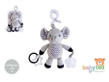 Slon babyted chrastítko plyš 30cm závěs na postýlku/kočárek na kartě v sáčku 0m+