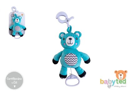 Medvídek babyted natahovací hrací strojek plyš 30cm závěs na postýlku/kočárek na kartě v sáčku 0m+