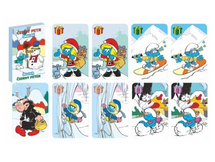 Černý Petr Šmoulové 2 zimní společenská hra v papírové krabičce 6x9cm