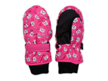 detske zimni nepromokave palcaky love cat ruzove vel 98 104 12 cm