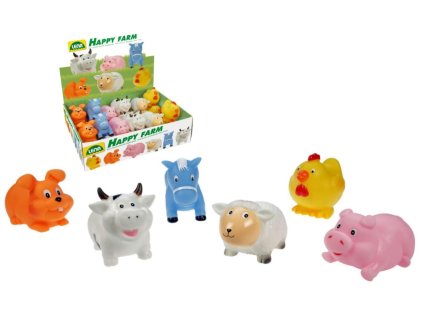 Zvířátka stříkací 7cm Veselá farma gumová 6 druhů (1 ks)