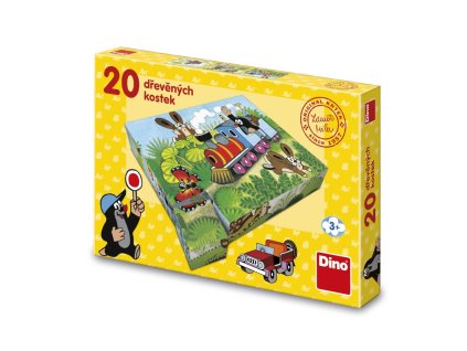 Kostky kubus Krtek a dopravní prostředky dřevo 20ks v krabičce 27,5x19x4,5cm