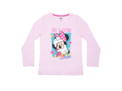 Dívčí triko Minnie MOUSE - dlouhý rukáv (růžové)