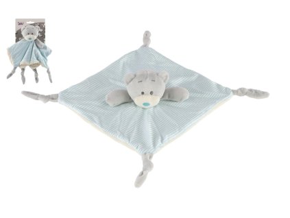 Medvěd usínáček chrastítko plyš 25x25cm modrý na kartě v sáčku 0+