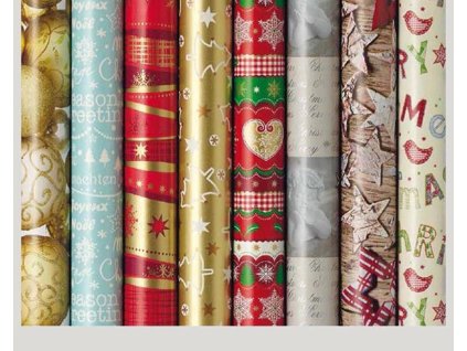Balící papír v roli 2m x 70 cm - 10 různých motivů (1 role)
