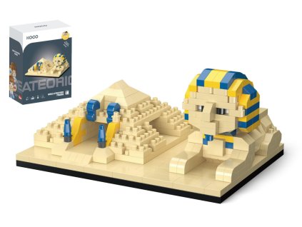 Stavebnice mini KOCO Pyramida a sfinga plast 410 ks v krabičce 13x16,5x7cm