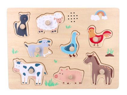 drevene zabavne vkladaci puzzle se zvukem farma