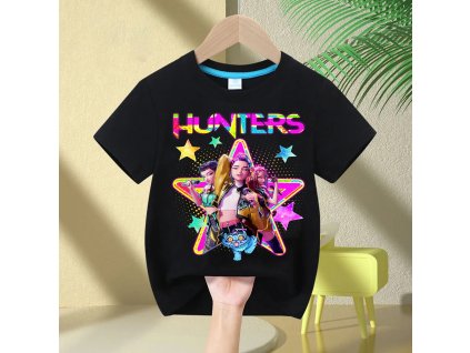 KPop Demon Hunters dětské tričko černé nebo bílé s potiskem (Huntrix)