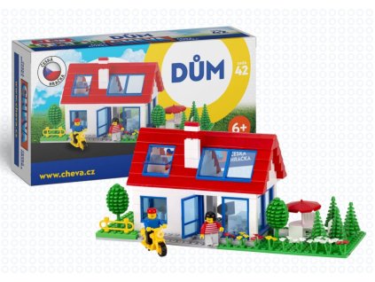 Stavebnice Cheva 42 Dům plast 45x30x5cm 244ks v krabici