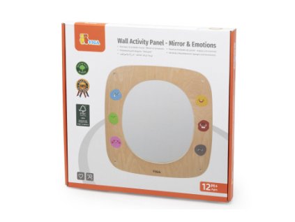 Dřevěný nástěnný panel - zrcadlo s výrazy