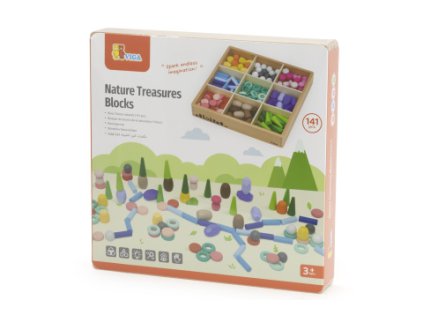 Dřevěné přírodní bloky 141 kusů