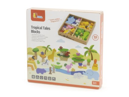 Dřevěné africké bloky 55 kusů