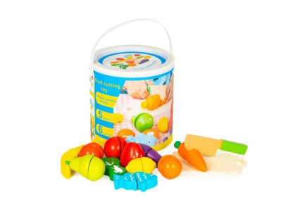 sada dreveneho ovoce a zeleniny na krajeni 13 ks a kbelik