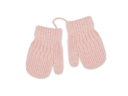 zimni kojenecke rukavicky se snurkou pudrove ruzove