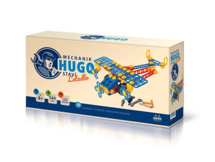 Stavebnice HUGO Letadlo s nářadím 144ks plast v krabici 31x16x7cm