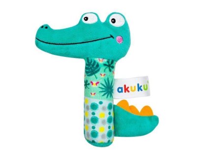 plysova hracka s chrastitkem akuku krokodyl zelena