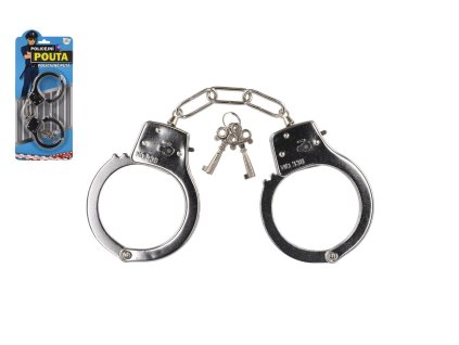 Pouta policejní kov 17cm s klíčem na kartě