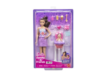 Barbie Skipper babysitter chůva s jídelní židličkou JJB44
