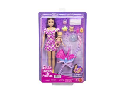 Barbie Skipper babysitter chůva s kočárkem JJB42